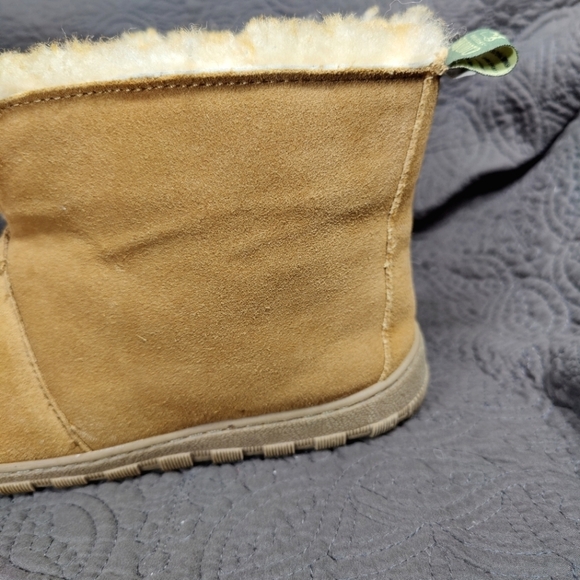 Cloud Nine Sheep Skin Suede Brown Moccasin Shearling Lined Comfy Slipper Men's 9 - Picture 6 of 11